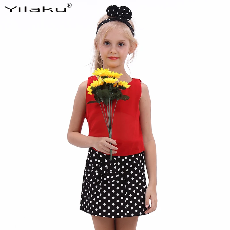 Комплект одежды Yilaku для девочек шифоновая блузка и юбка без рукавов комплект
