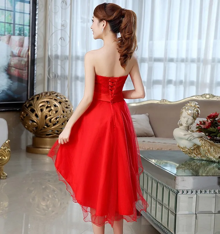 Платье подружки невесты Cheongsam топ-труба Lw-high Формальные платья Асимметричный бант под$50 свадебное платье