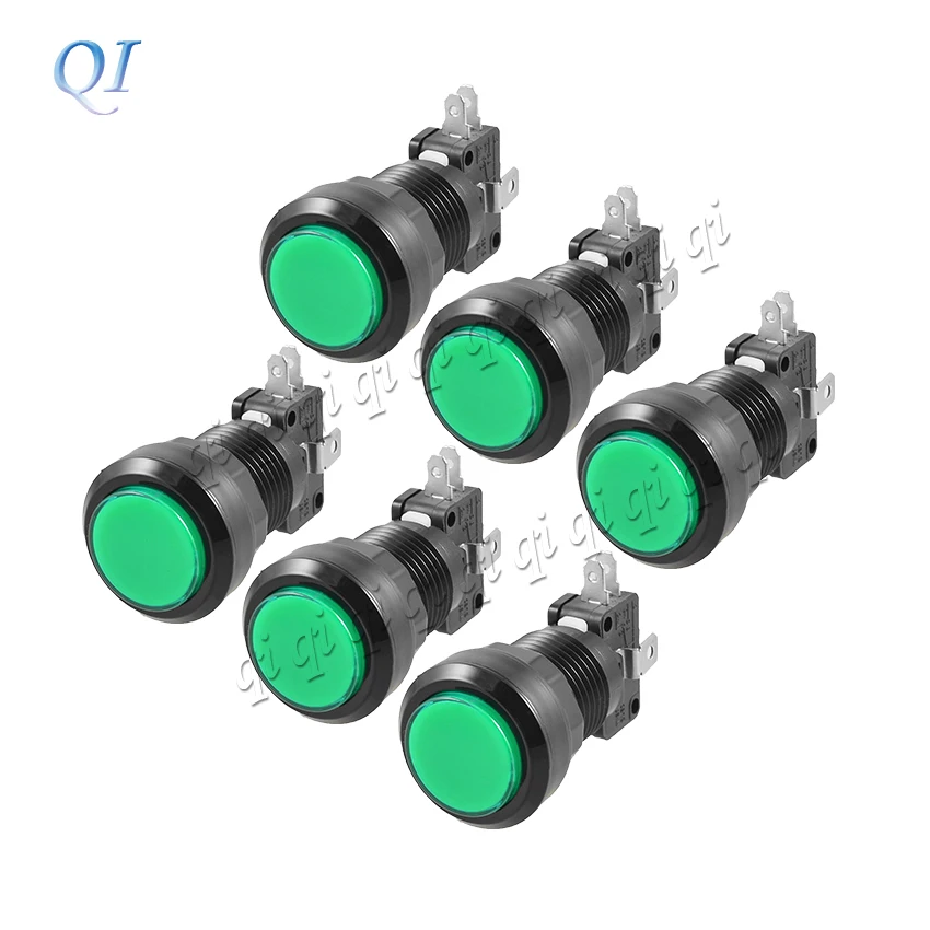 10 компл. 30 мм топ (24 отверстие) черная рамка аркадная Кнопка LED 12V с подсветкой