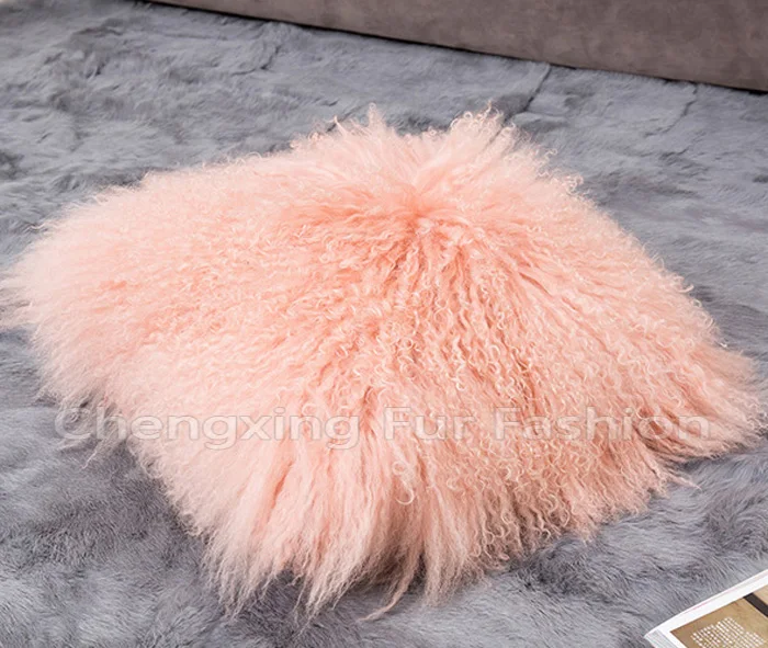 pink CX-D-04S супер мягкий плюшевый чехол для подушки из монгольского меха ягненка - Цвет: pink
