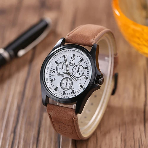 Модная мужская Спортивная Военная искусственного кожаный ремешок аналоговые