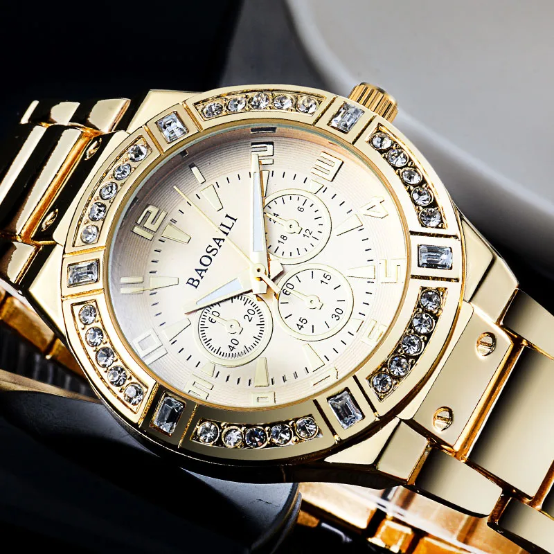 Женские кварцевые часы BSL812 BAOSALI роскошные брендовые золотистые/Серебристые