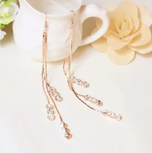 Женские длинные серьги-кисточки 4 3 дюйма инкрустированные стразами без пирсинга