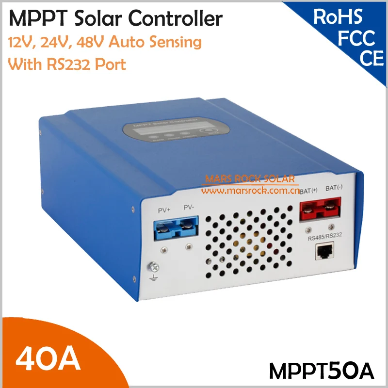 40A 12 V 24 48 MPPT Контроллер заряда отслеживает пиковую мощность с 99% эффективностью