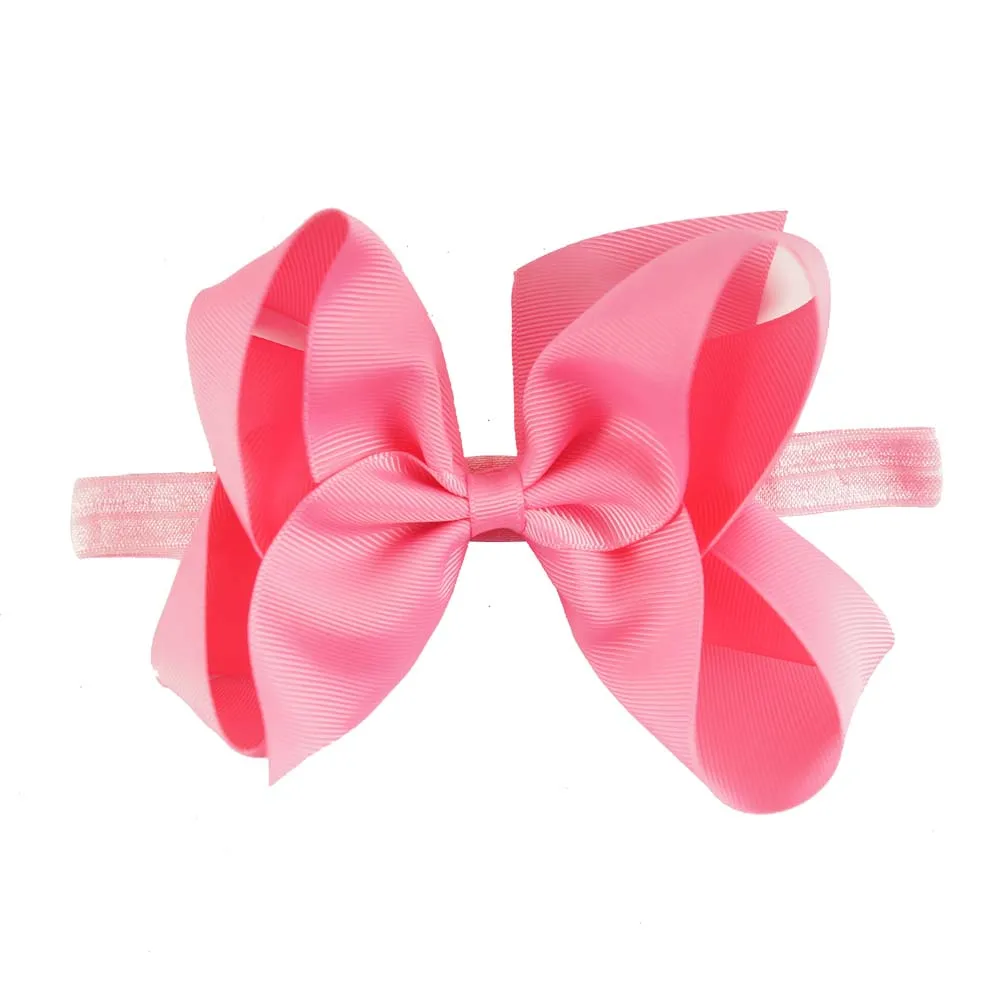 40 шт./лот 20 цветов простой ленточный бант повязка на голову с резинкой для девочек