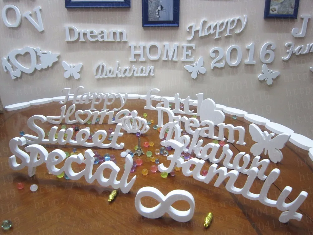 Свадебные украшения Креативные 3D настенные наклейки буквы искусственного