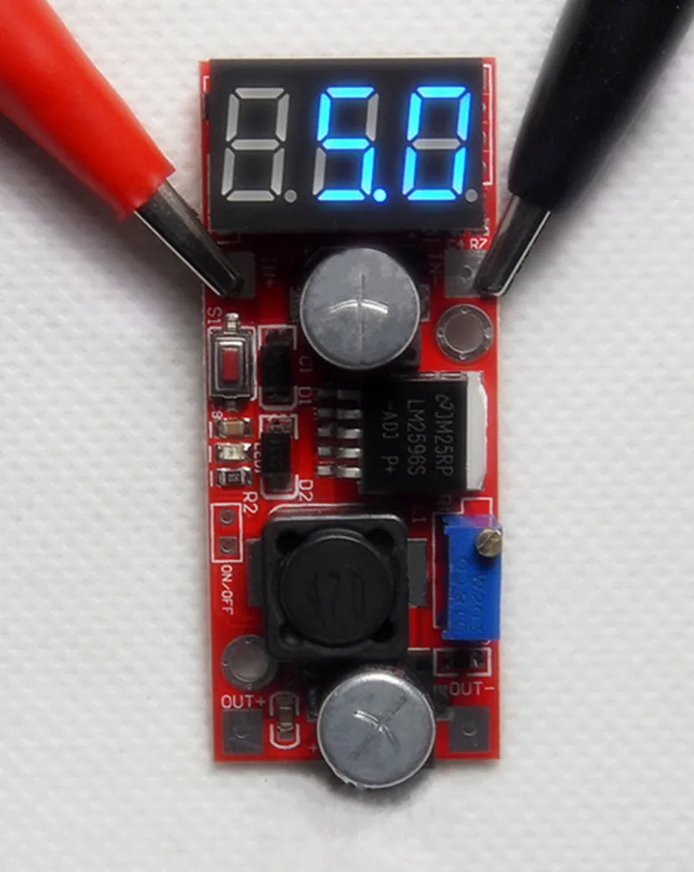 LM2596 DC-DC Регулируемый понижающий модуль питания понижающий преобразователь трехцветный светодиодный вольтметр/кнопочный переключатель [6 шт./лот]