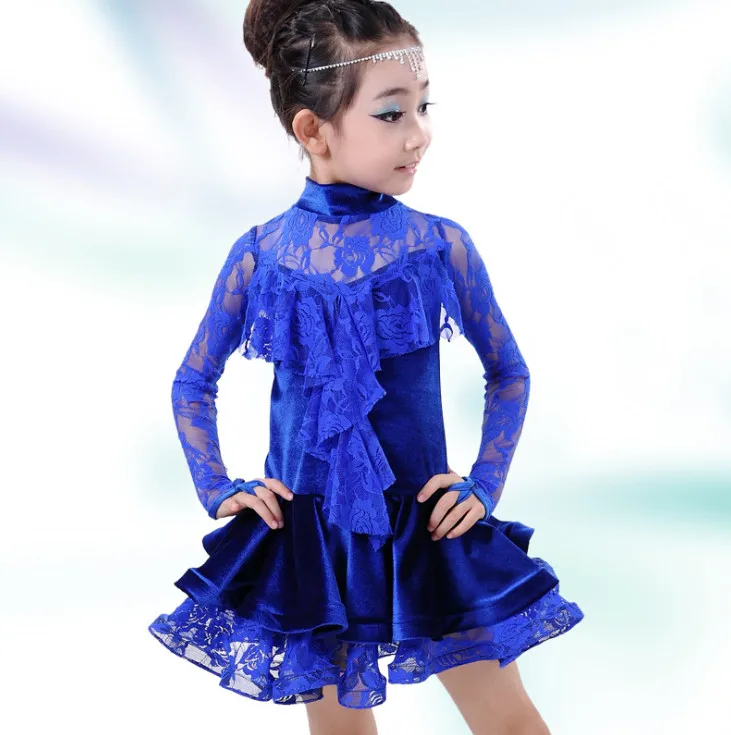 Платье для латиноамериканских танцев для девочек, кружевной топ и юбка, танцевальная одежда, детские костюмы для латиноамериканских танцев... от AliExpress WW