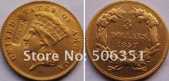 3 Золотая монета 1857 копии монет