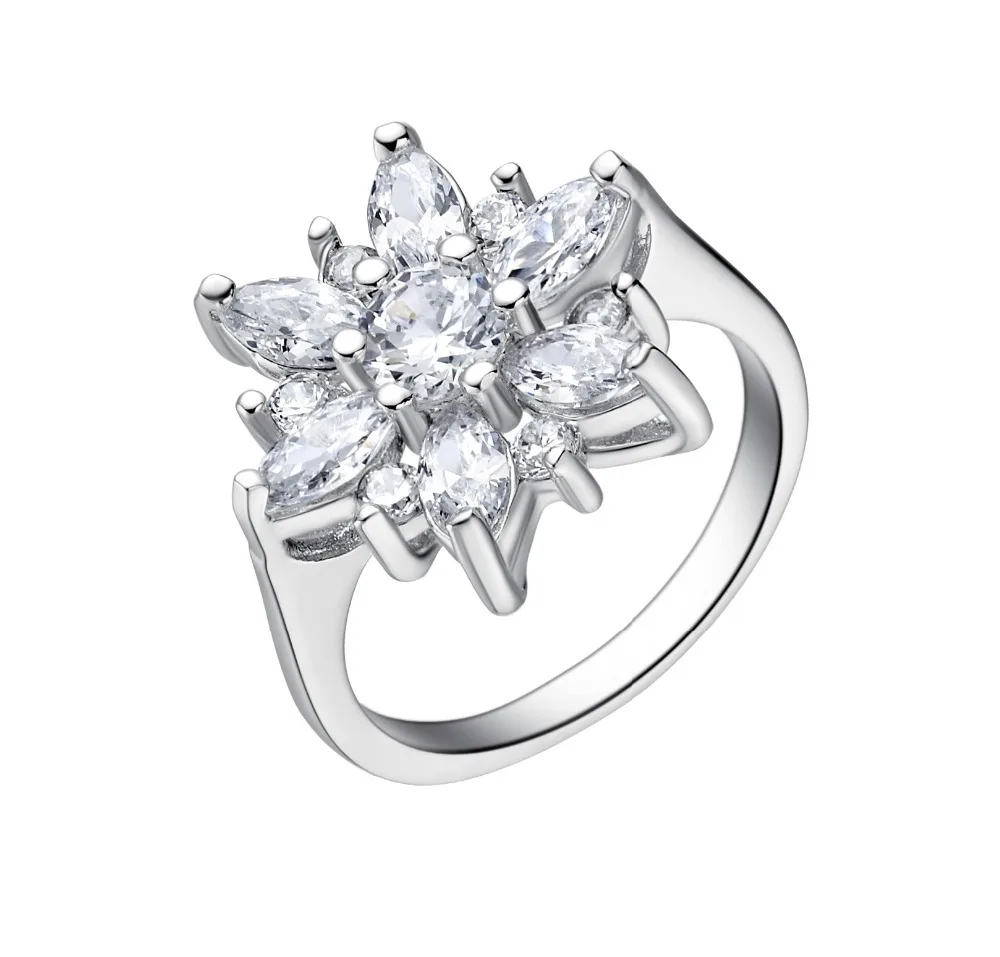Скидка 49% 2016 Кристальные кольца серебряного цвета с цветами для женщин ювелирное