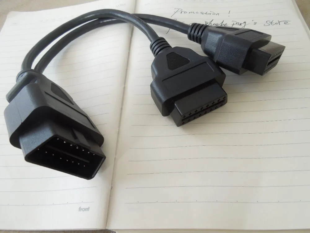 100 Лидер продаж J1962 16 контактный сплиттер OBDll OBD2 Удлинительный кабель OBD диагностики адаптер для прибора Мужской Двойной Женский Y кабели разъема