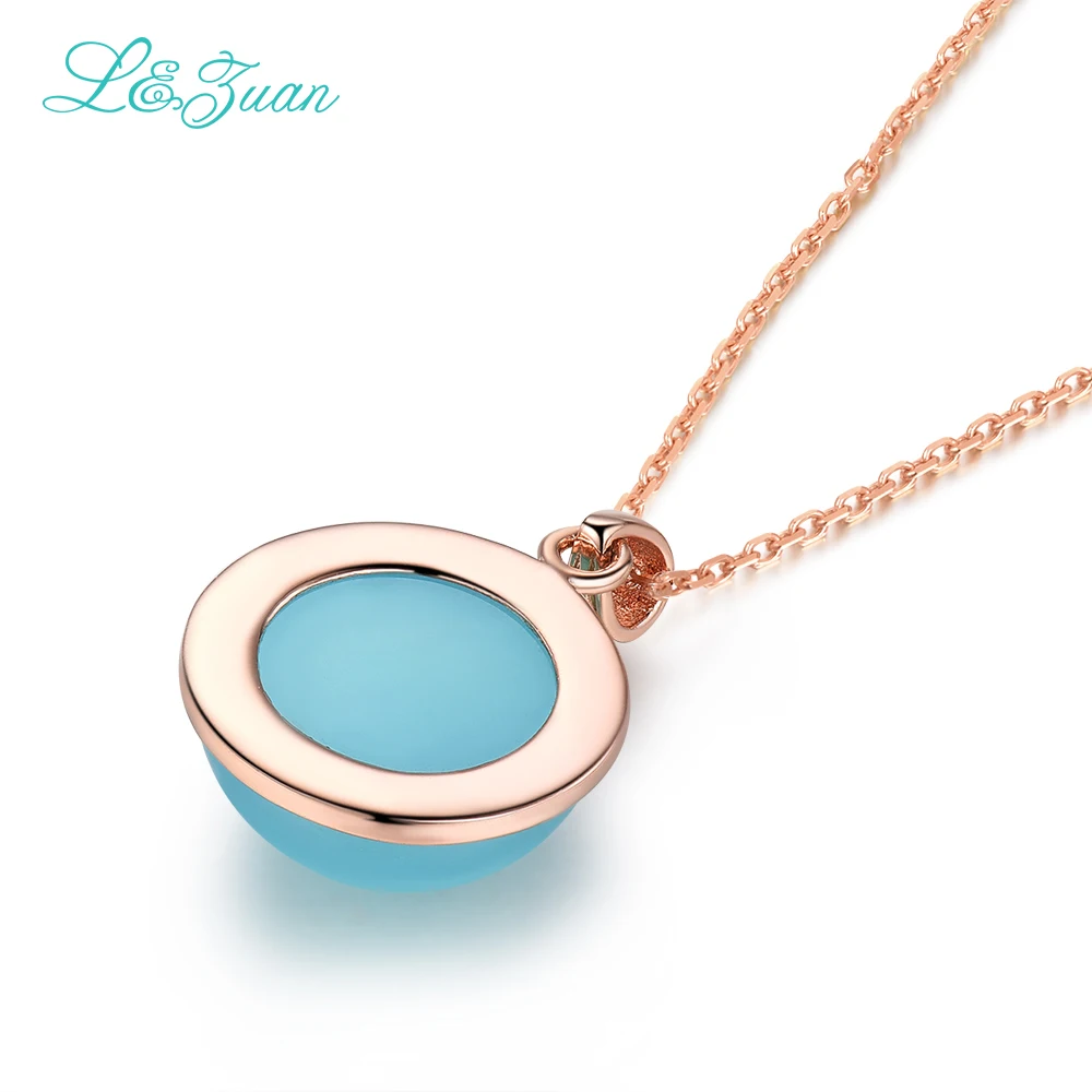 Цепочка из серебра 925 пробы с круглым натуральным голубым камнем | Украшения и