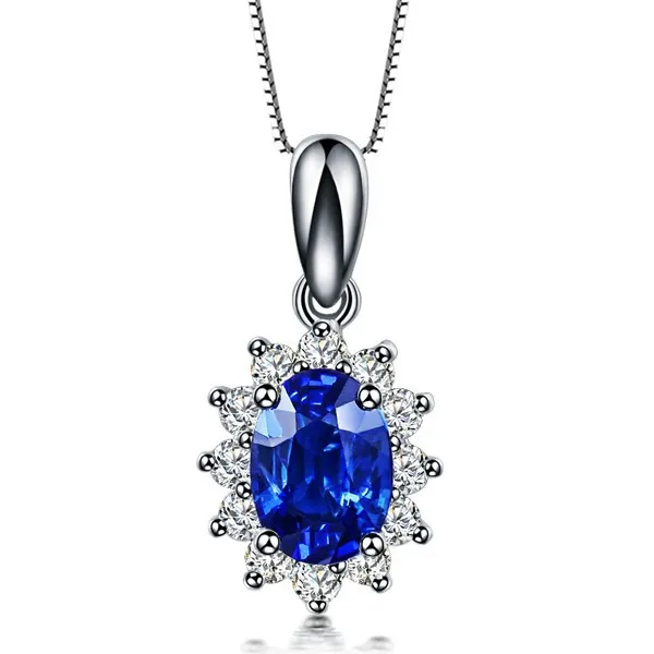 GVBORI Роскошные 0.5ct естественный голубой сапфир драгоценный камень кулон для Для женщин Свадебные Валентина подарок партии Ювелирные украшения Бриллиантовая подвеска