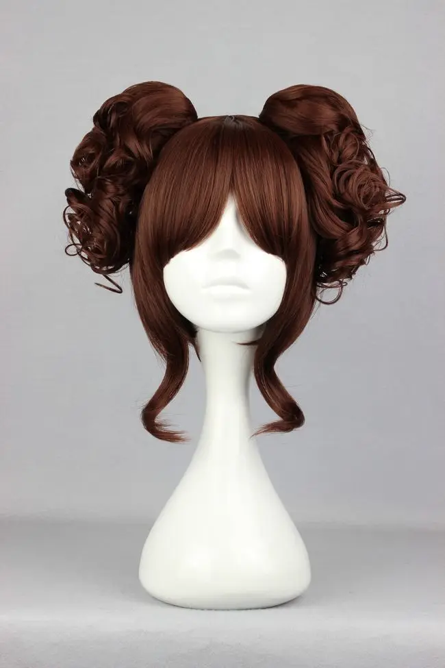 MCOSER 35 см короткие синтетические кудрявые высокотемпературные волоконные волосы фиолетового цвета с двумя хвостиками WIG-301C