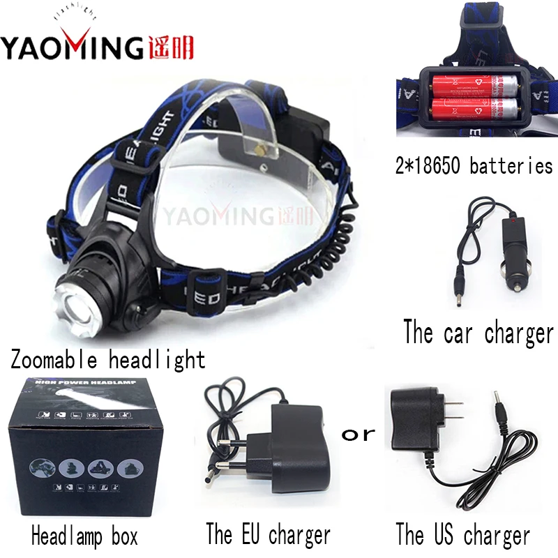 Высокомощный светодиодный налобный фонарь CREE XM L T6 2300LM cree масштабируемый