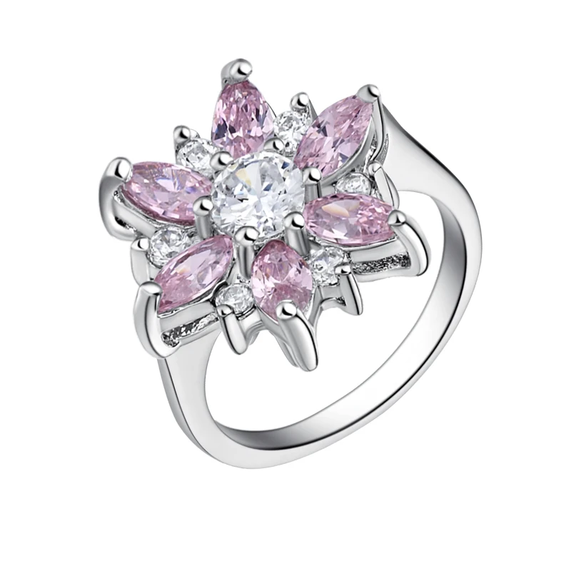 Скидка 49% 2016 Кристальные кольца серебряного цвета с цветами для женщин ювелирное