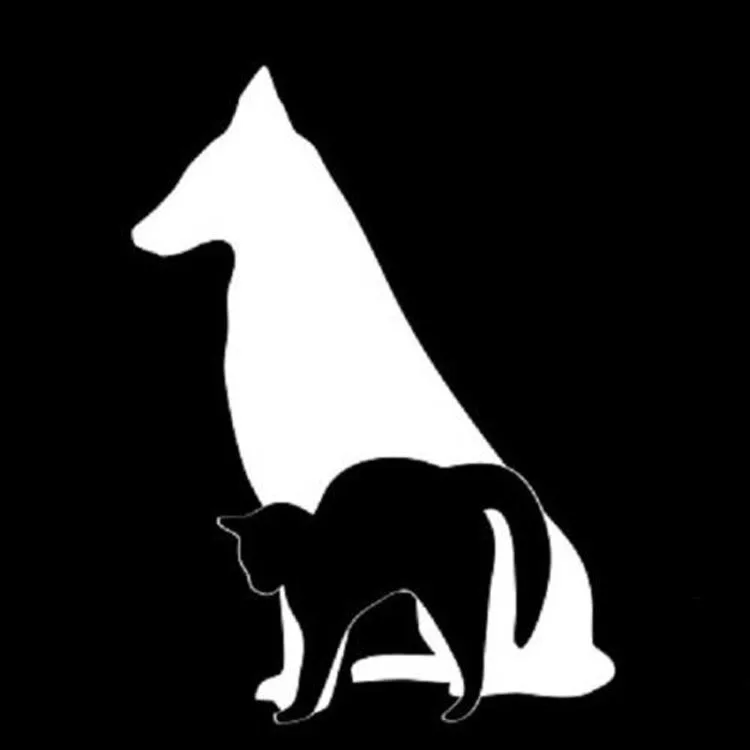 

11*15CM Squat Dog Cute Cat Stretch Car Window Decal Sticker Car Styling Creative Decorative Stickers Black/Sliver C4-0012