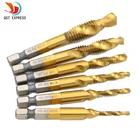 Титановый M2 шестигранный хвостовик ручной Метчик винт из быстрорежущей стали спиральная точка резьба Метрическая заглушка сверла M3 M4 M5 M6 M8 M10 подходит для металлической стали