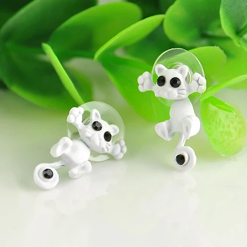 Креативные 3D серьги в виде животных, мультяшный кот, котенок, милые серьги-гвоздики, ювелирные изделия