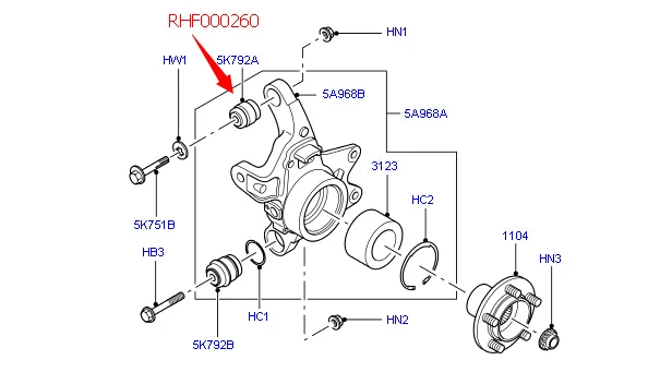 RHF000260 Верхняя втулка для заднего кулака автомобиля Range Rover 02 09/10 12 запасные части