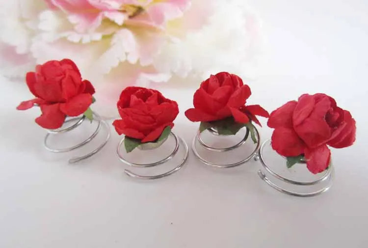 Спиральная заколка для волос украшенная розами 6 шт./лот|hair accessories|spiral hairpinaccessories