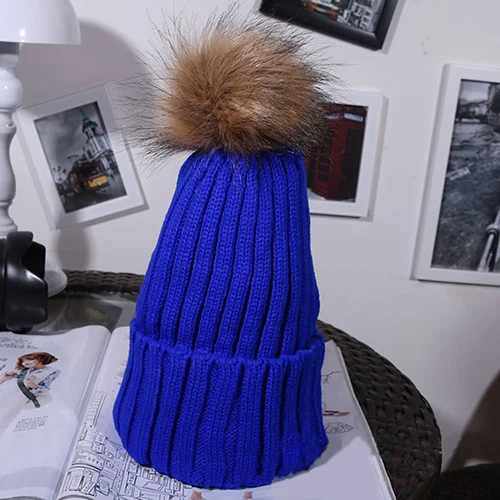 Женская Осень Зима Мода Нечеткие Бал Крючком Вязаная Шапка Хемминг Теплую