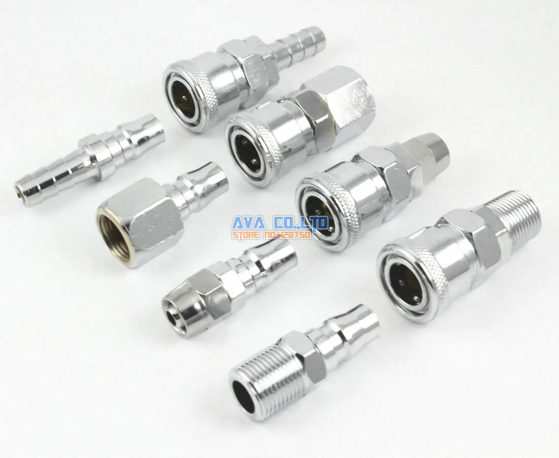 

8 Pcs 3/8" Pneumatic Air Compressor Hose Quick Coupler Plug Socket Connector Set