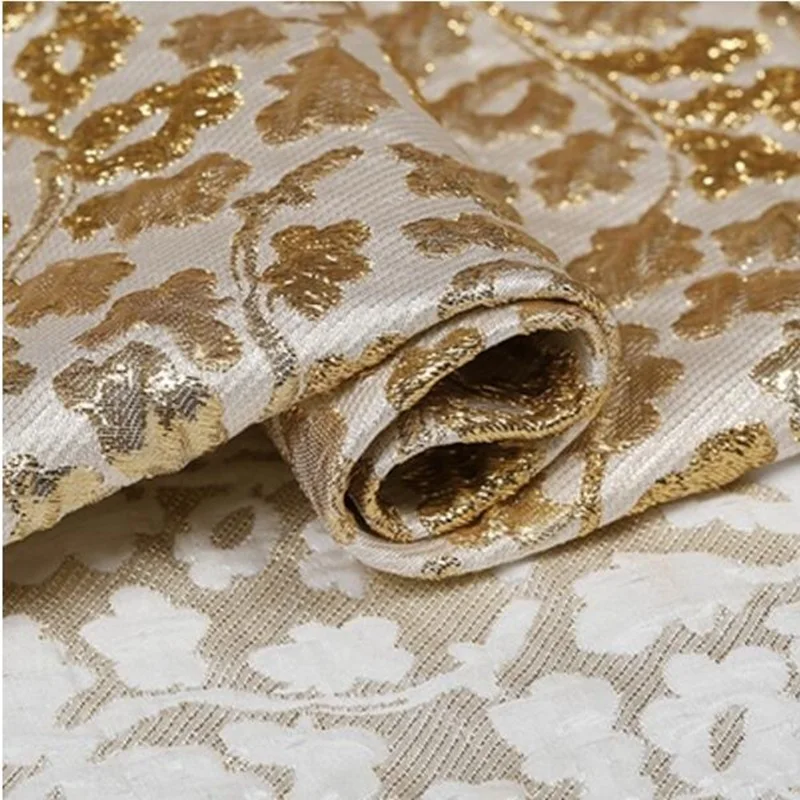 Модная парча жаккардовые ткани Золотая леска выпуклая блестящая жесткость ткань