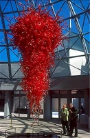 well designed energy saving led crystal blown glass pretty red elegant chandelier for art decoration