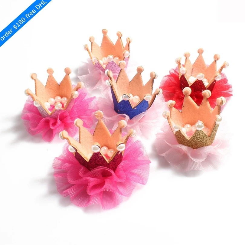 120 шт./лот 6 цветов фетровая Цветочная корона + сетчатые заколки для волос детей