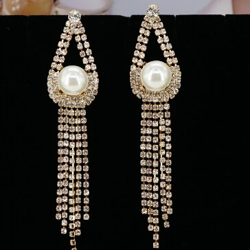

Elegant Synthetic Pearl Earrings With Claw Chain Long Tassel Dangle Drop Earrings Jewelry Women earrings wedding