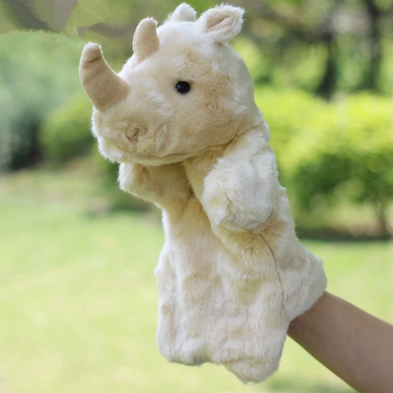 Rhinoceros Ручная кукла марионета марионетка куклы Плюшевый Слон панда кошка ручная кукла Обучающие Детские игрушки марионетка Fantoche куклы - Цвет: Rhinoceros