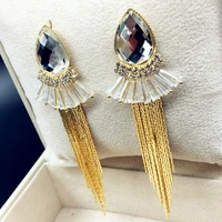 new arrival unique crystal long leaf drop earrings fashion jewelry holiday gifts for women wholesale and retail