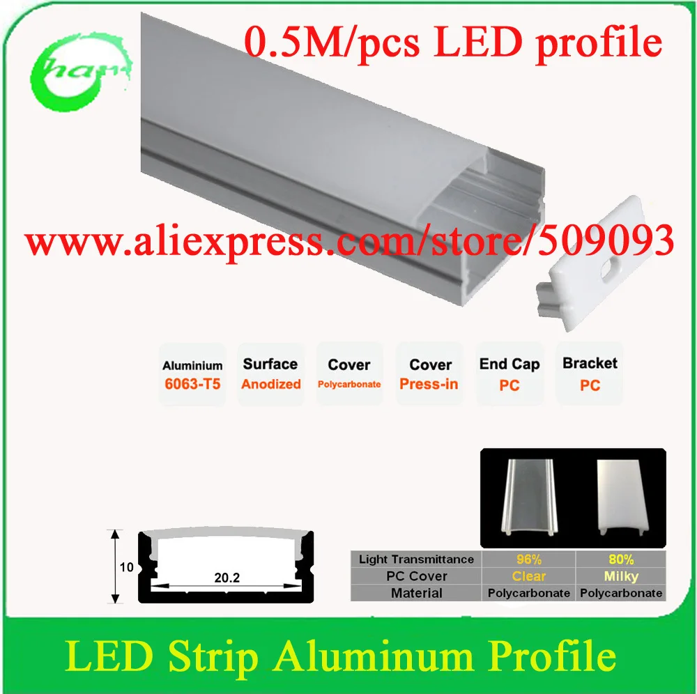 6 шт. Бесплатная доставка 0 5 м супер тонкий встраиваемый алюминиевый светодиодный