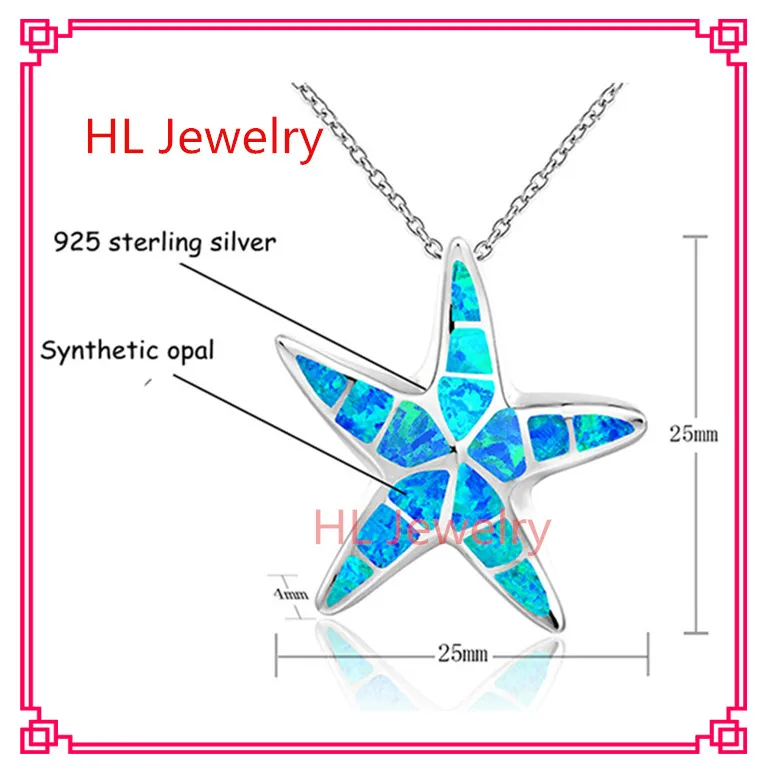 Прекрасная маленькая подвеска с голубым опалом на лето в море пятиконечной