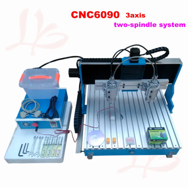 2 головки cnc router 6090 двухшпиндельный токарный станок с чпу 800 Вт для дерева металл
