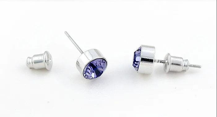 BeBella 7 мм круглые серьги-гвоздики с кристаллами для женщин кристаллы от Swarovski простой дизайн модные ювелирные изделия-гвоздики цветов