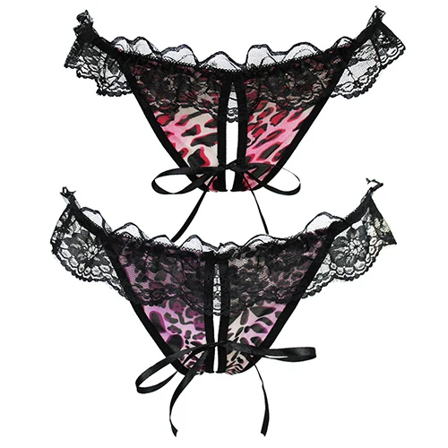 Women Sexy Lace Thongs G-String Leopard Printed Underwear Briefs Panties |
