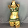 green Сексуальный костюм для танца живота, ручной работы, танцевальный костюм, набор для выступлений, 6 цветов, 3 штуки(бюстгальтер, пояс и ожерелье - Color: green
