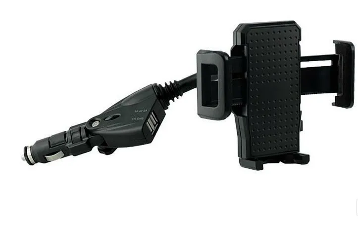 Универсальный двойной USB 2 Порты и разъёмы автомобиля Зарядное устройство Держатель для Huawei P8 Lite P9 P10 плюс 360 вращающихся сотовый телефон крепление стенд