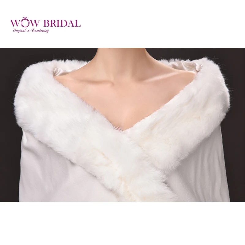 Wowbridal 2021 изящная белая свадебная накидка из искусственного меха с перекрестными лацканами шаль для невесты аксессуары для пальто от AliExpress WW