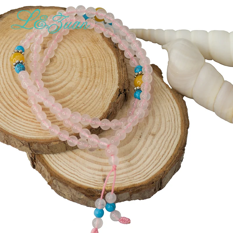 Милые романтичные браслеты из Натурального Розового Кварца женские изящные - Фото №1