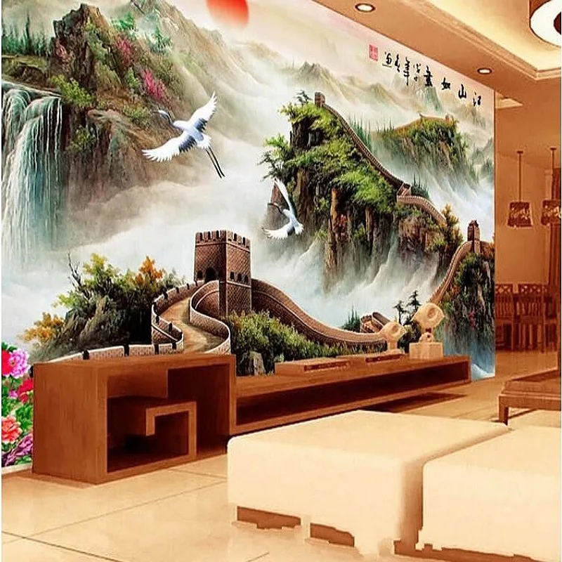 3D обои с изображением китайского Пейзажа Великой стены фоновые для гостиной