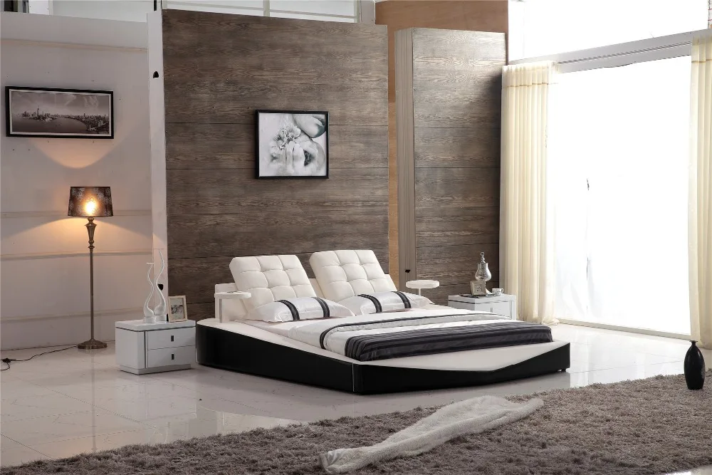 Современный дизайн натуральная кожа белый цвет кровать 0410|bed design|designer bedmodern white