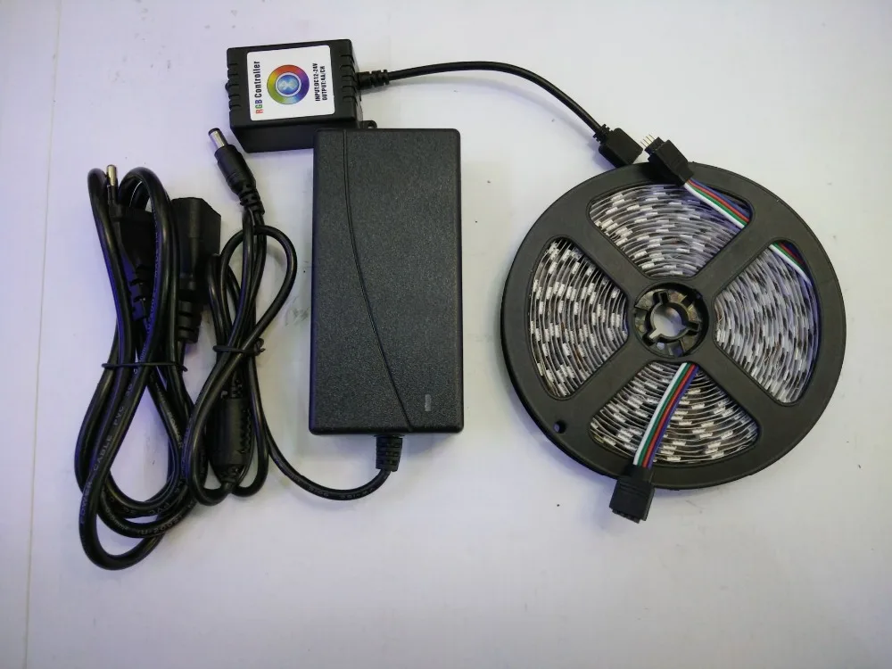 

5 м/рулон 300 светодиодов RGB SMD 5050 Гибкая Водонепроницаемая (IP65) светодиодный IP20 Светодиодная лента с Bluetooth контроллером 12 В 5 светодиодный адап...