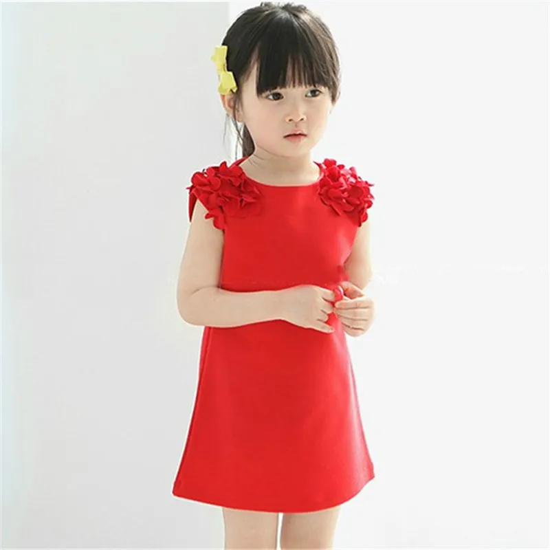 Stylish Cotton Blending Child Girls Flower Sleeveless Princess Vest Dress Baby Kids Party dress | Детская одежда и обувь