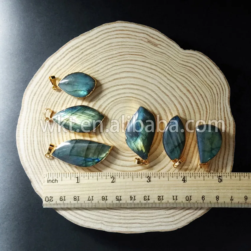 WT-P597 оптовая продажа случайной формы необработанный камень кулон из Лабрадорита