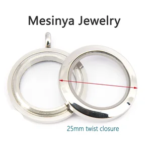 10pcs screw twist 316L waterproof Stainless steel 25mm round plain glass locket pendant necklace for floating charms 10pcs screw twist 316L waterproof Stainless steel 25mm round plain glass locket pendant necklace for floating charms