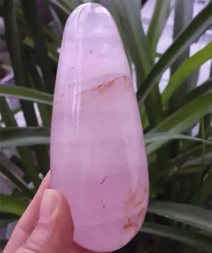 

304g Natural Raw Pink Rose Quartz Crystal massage stick- heart Chakra