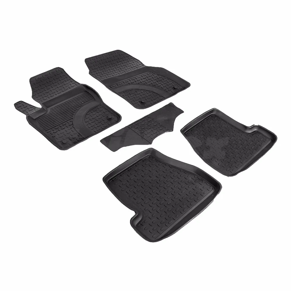 Резиновые коврики для Ford Focus 3 Рестайлинг (2015 2018) с высокими бортиками (Seintex 87143)|rubber